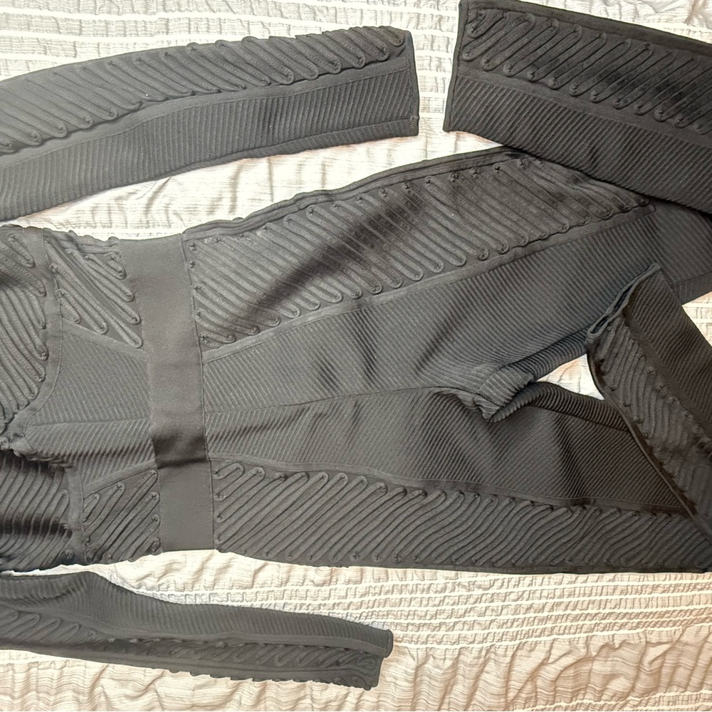 HERVÉ LÉGER HERVÉ LÉGER X LAW ROACH RIBBON EMBROIDERED CATSUIT BLACK - size S - Picture 8 of 9